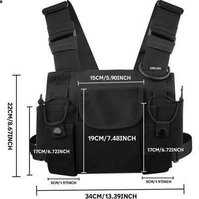 Chest Rig Walkie Talkie Vest Universal Hands Free Two Way Radio Front Pack Po...