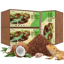 6 Pack Natural Coconut Fiber Substrate for Reptile Compressed Husk Bedding