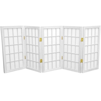 2 ft. Short Desktop Window Pane Shoji Screen - White - 5 Panels