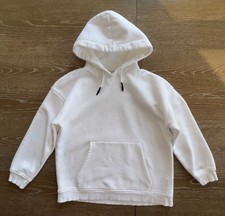 59 ZARA White Fleece Oversize Hoodie Sweatshirt PRISTINE Spring Summer Layer XS