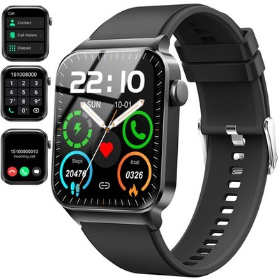 Smart Watch for Men Women, Fitness Tracker Heart Rate 1.85 inches, Black 