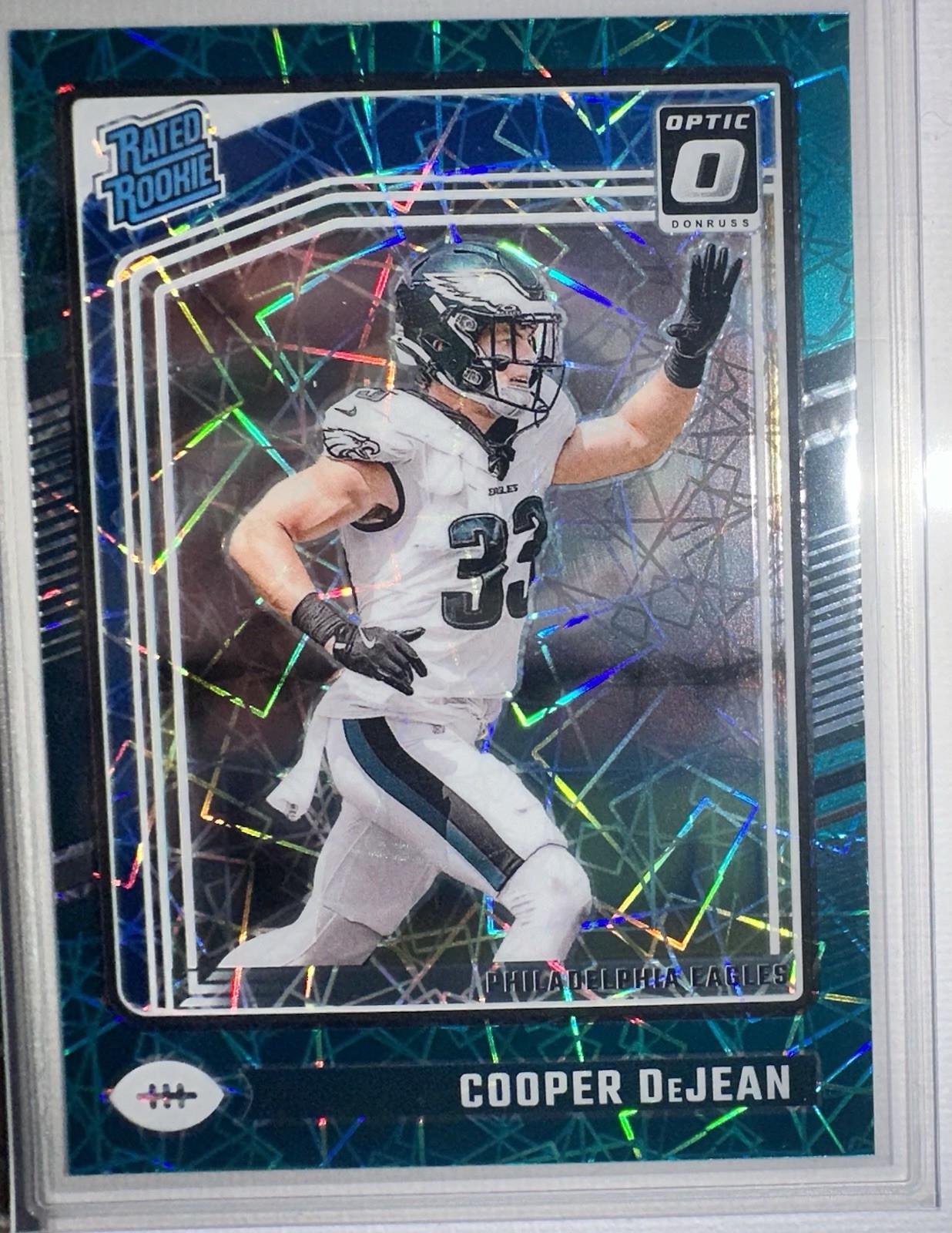 2024 Panini Donruss Optic Rated Rookie Cooper DeJean #221 Teal Velocity Prizm SP