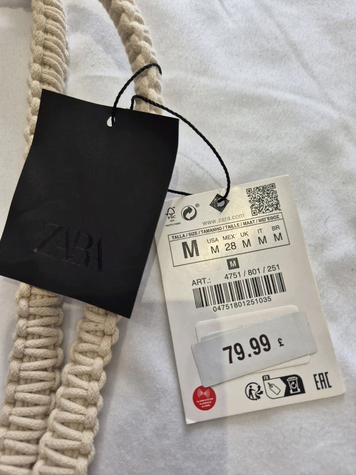 Zara tote bag Macrame Extra Large cream shopper Bnwt Rrp£79 Holiday Boho Style - Image 4 of 4