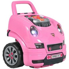 Qaba Mechanic Kids Truck Engine Toy Set, 61 Pieces, Pink