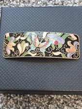 Vintage Cloisonn  Enamel Butterfly and Flower Belt Buckle