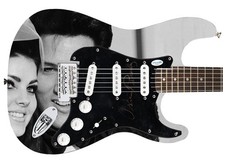 Priscilla Presley Signed "King & Queen" Custom Graphics Guitar ACOA