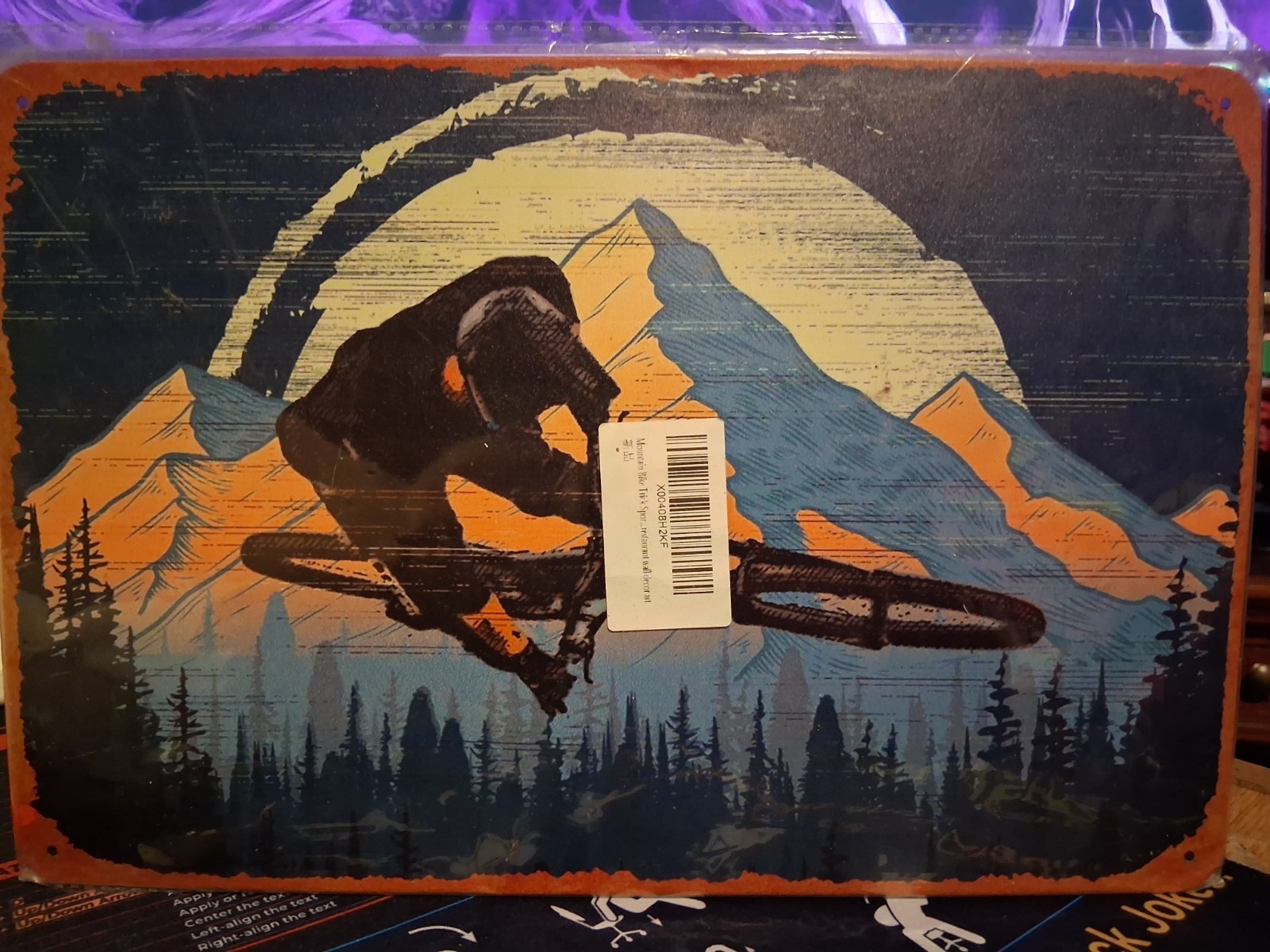 Mountain Bike Trick Sport Art Decor Man Cave Tin Metal Wall Sign 12x8In
