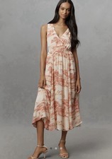 NWT Anthropologie Reformation Farah Sleeveless V-Neck Midi Blush Ivory Dress 12!