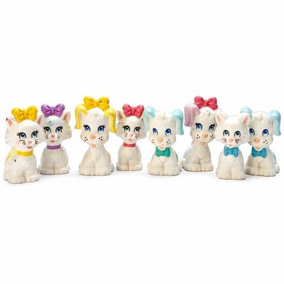 Vintage 1991 Tyco Quints Pet PVC Collectible Figure Lot Puppy Dog Kitty Cat 8pcs