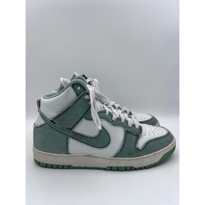 Nike Dunk High 1985 Enamel Green Denim White Sneakers DV1143-300 W 12 Mens 10.5