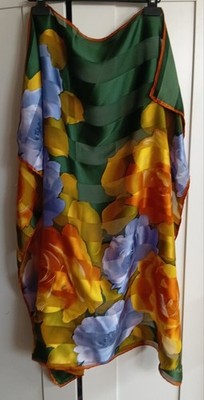 Pierre Balmain Vintage Seiden Chiffon Blumen Schal 87x87cm Top Zustand Selten