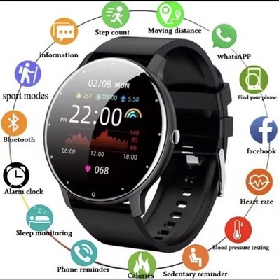 Bluetooth Smartwatch Herren Damen Fitness Tracker Herzfrequenz Pulsuhr Blutdruck