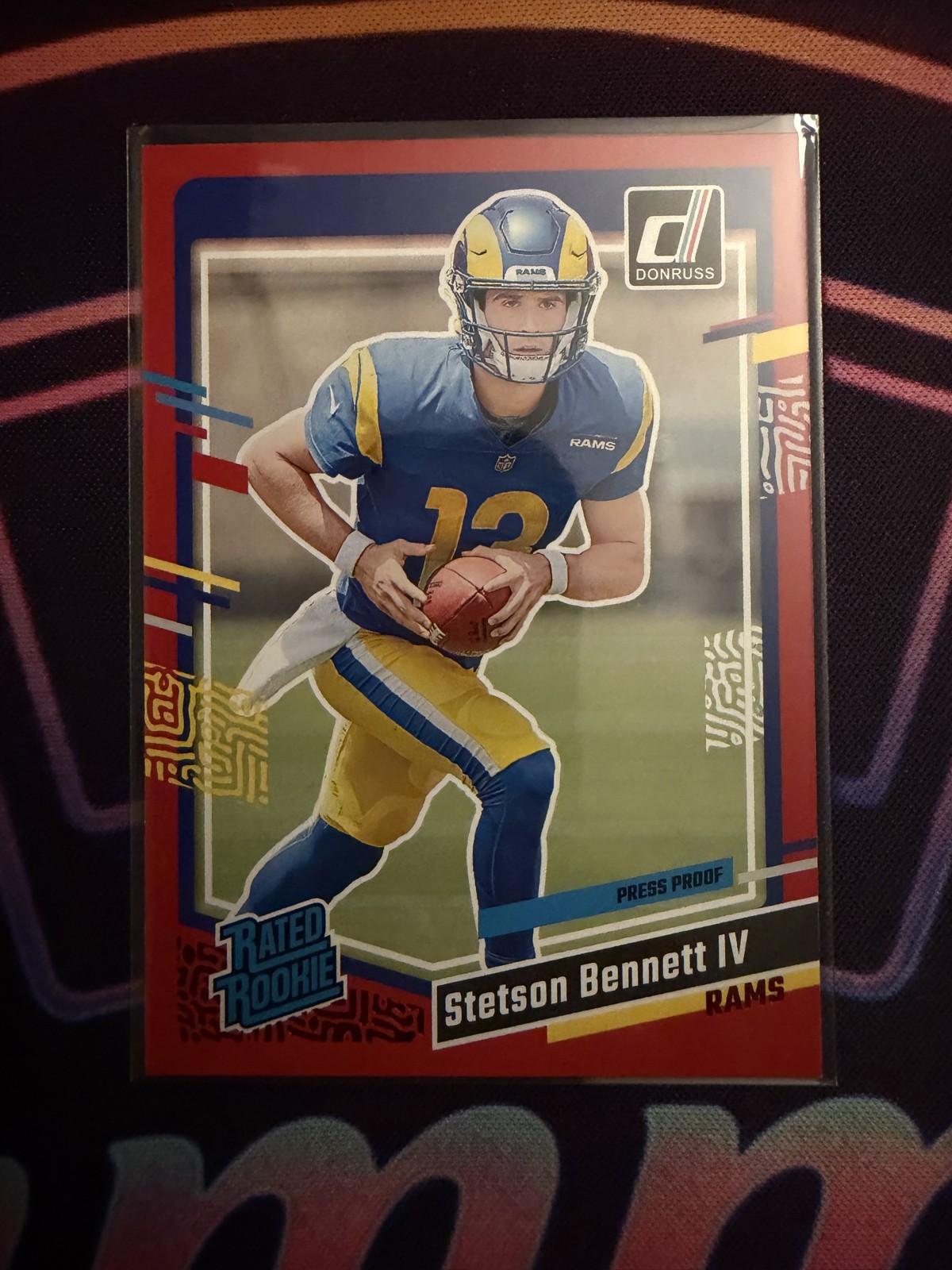 2023 Panini Donruss Rated Rookie Stetson Bennett #358 Press Proof Red (RC) Rams