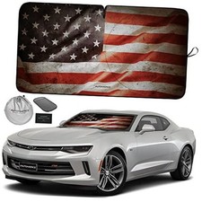 1-Piece Windshield Sun Shade Grunge SMALL  59 x 28.5 inches USA GRUNGE FLAG-1