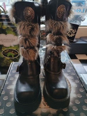GENUINE New Rock Boots M.373-QP leather pelo negro Rave Gothic Punk EU Size 38