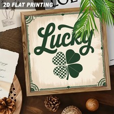 Wooden Plaque Lucky Checkered Shamrock Irish St. Patrick's Day Farmhouse Decor
