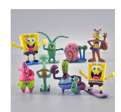 SPONGEB0B FIGURES-UNBRANDED-NEW NEVER OPENED OR USED-8 PIECES-PVC