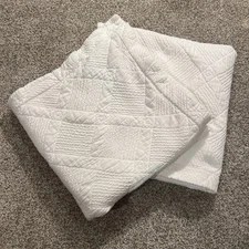 2 Pottery Barn white pick stitch quilted EURO pillow shams 26”x26"