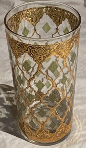 VTG Culver Valencia 22K Gold 12 oz Tumbler Glass SIGNED Diamonds Highball MCM