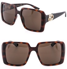 GUCCI GG1692S Brown Geometric 1692 Gold GG Logo Fashion Sunglasses 002 Authentic