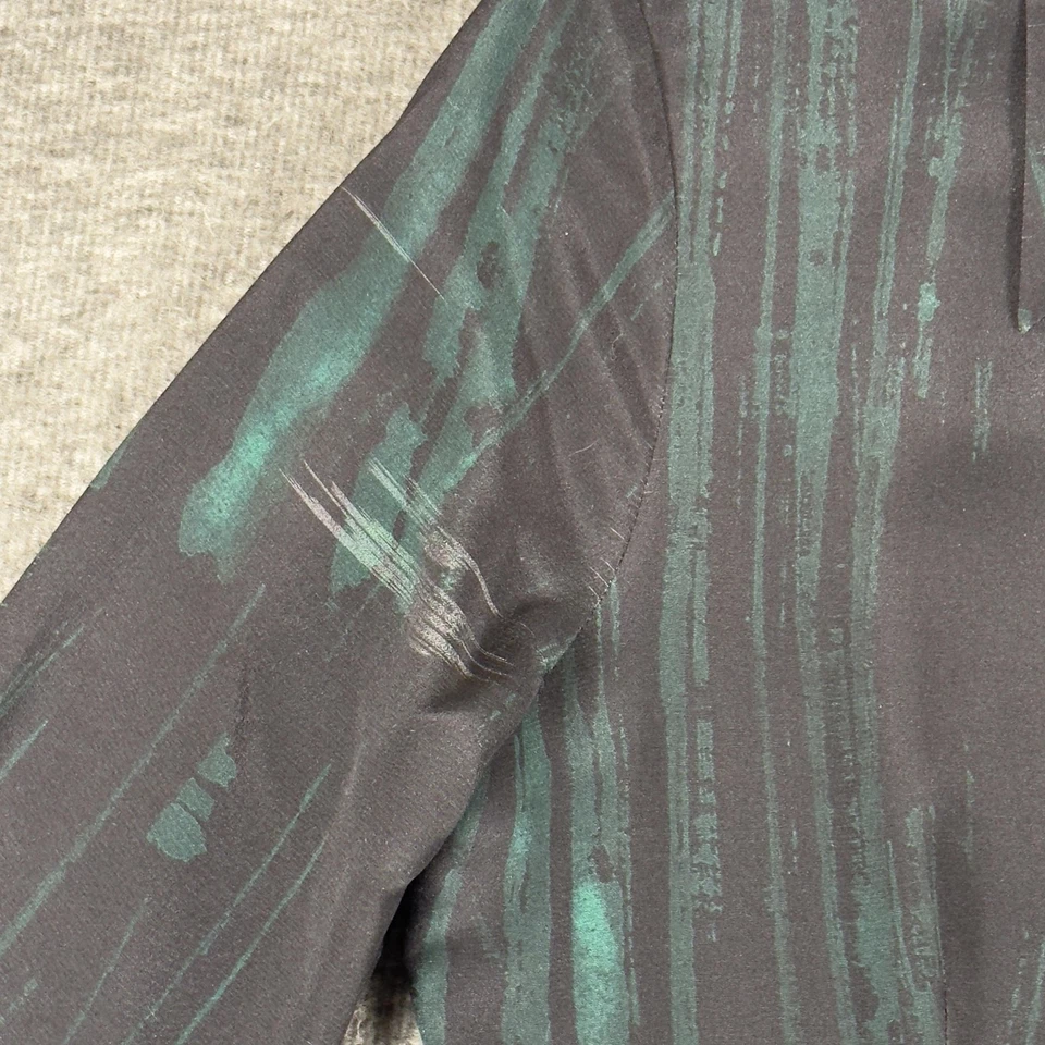 Lafayette 148 New York Dress Womens Small Green Silk Shirt Midi Long Sleeve - Image 3 of 4