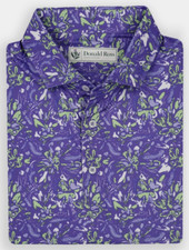 NEW Donald Ross MEDIUM Denver Abstract Floral Print Golf Polo Shirt Purple Multi