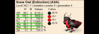 Ark ASA Xbox/PC/PS PVE Deadpool Snow owl Pair Level 362 FULL GROWN