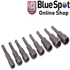 MAGNETIC SOCKET NUT DRIVER SET 1/4" HEX DRIVE x 6mm-13mm 8 PIECE BLUE SPOT 14107