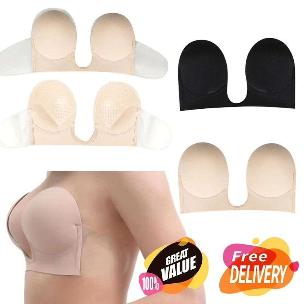 Corpiño de Mujer Sexy Strapless Bra Push Up Sólido Brasier Adhesivo  Invisible