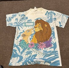 Vintage 90s The Lion King Disney AOP T Shirt Simba Nala Movie Promo Youth Single