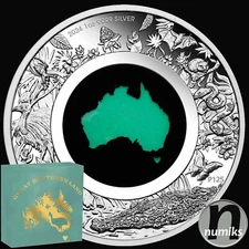 GREAT SOUTHERN LAND mit CHRYSOPRAS - Australien 2024 - 1 Oz Silber PP Proof BOX