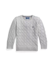 POLO RALPH LAUREN Boys Cable Knit Sweater Big Kids Size 8 Small Grey