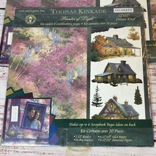 3 New Thomas Kinkade Scrapbook Kit  12”x12” Painter Of Light Over 20 Pieces
