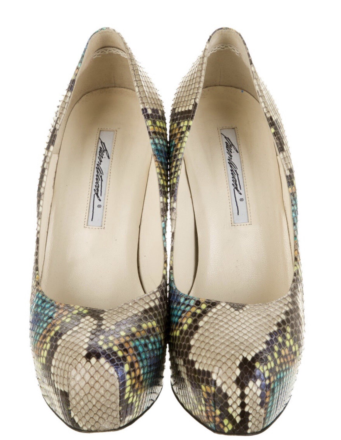 BRIAN ATWOOD MULTICOLOR PYTHON SNAKESKIN HEELS SZ… - image 3