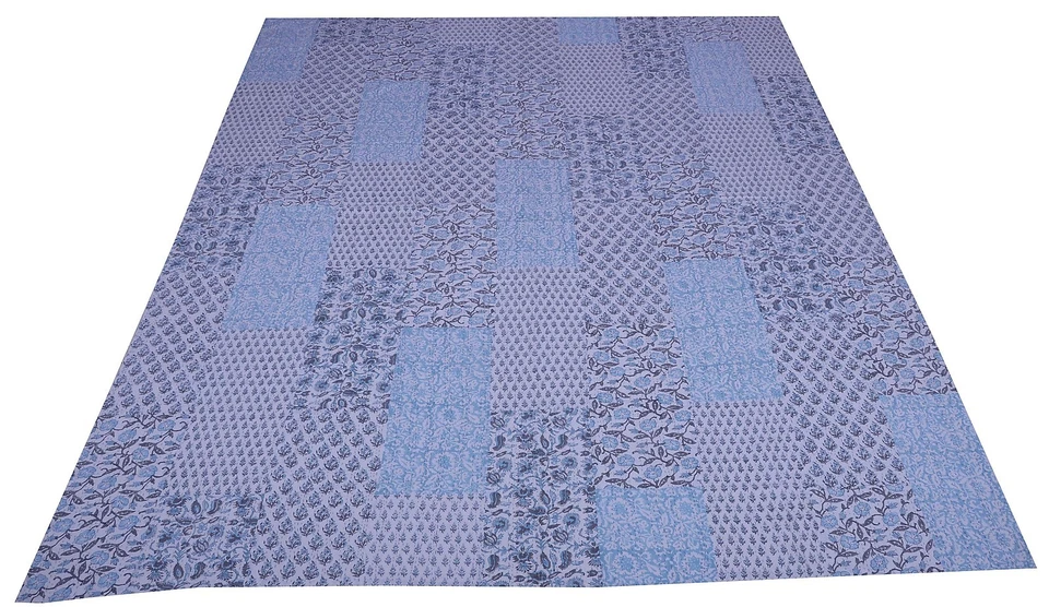 Colcha de algodón con retazos y edredón Kantha estampado de bloques de mano indio tamaño queen Foto 2 de 4