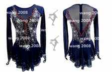 Ice skating dress Competition Figure Skating Twirling Costume navy