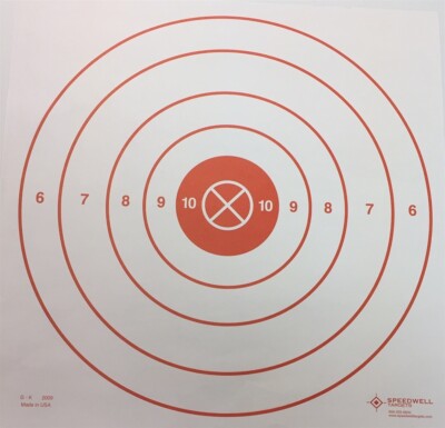 GK Range Target, 15'' Bulls-Eye with Red Center, 16'' x 16'' Target Paper