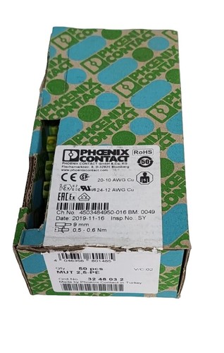 BOX OF 37 NEW PHOENIX CONTACT MUT 2,5-PE MINI GROUND TERMINAL BLOCKS 3248032 - Picture 2 of 4