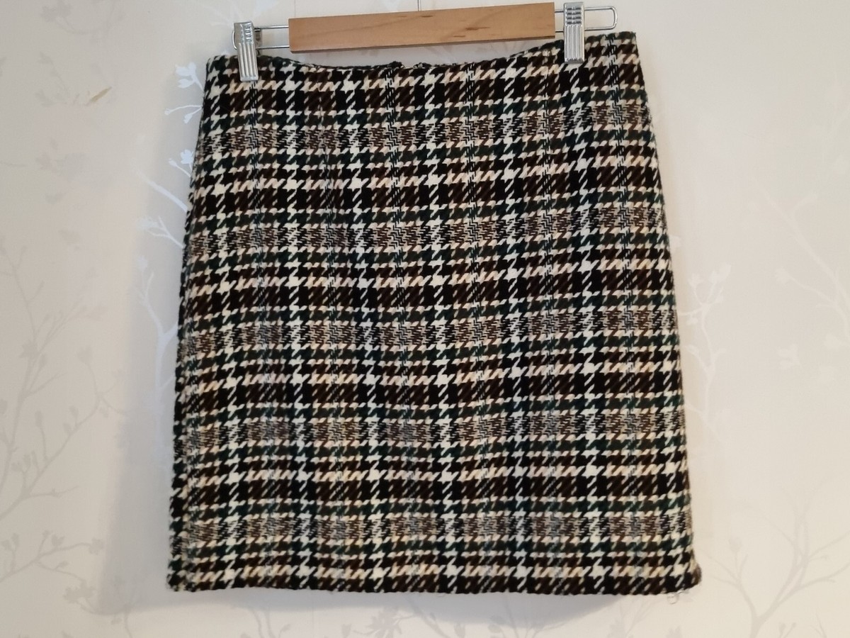 Skirt Size Tweed Skirt H&m H&M Mini Skirt Size 10 Wool Blend Brown Green  Green Mix Lined