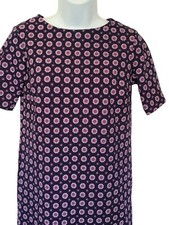 Banana Republic Womens 0 Petite Shift Dress Navy Pink Geometric Pattern Short