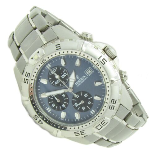 FESTINA Men's Wristwatch Stainless Steel Chronograph Date F16169 10ATM Batt New S51 - Picture 1 of 2
