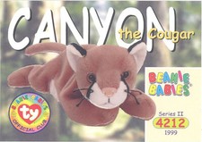 TY Beanie Babies BBOC Card - Series 2 Common - CANYON the Cougar - NM/Mint