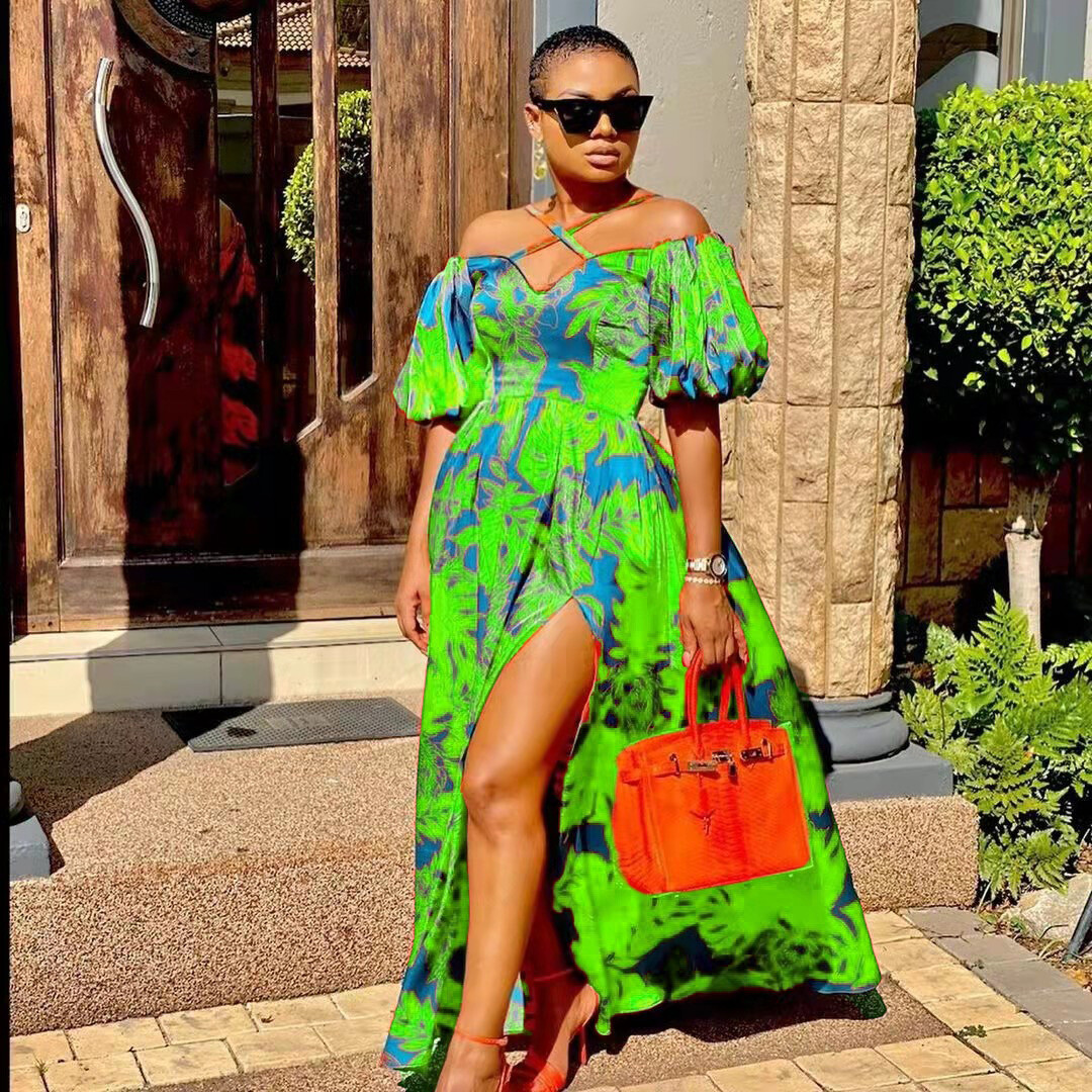 Off Shoulder Puff Sleeve Ankara Dress Ankara Puff Sleeves Ankara