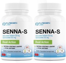 Senna-S Natural Vegetable Laxative Plus Stool Softener Dual Action 250 Tab 2Pk