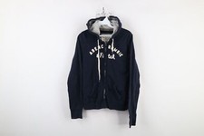 Vintage Y2K Abercrombie  Fitch Womens L Distressed Heavy Full Zip Hoodie Blue