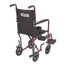 Drive Medical Wheelchair Transport Lightweight Red 19"
