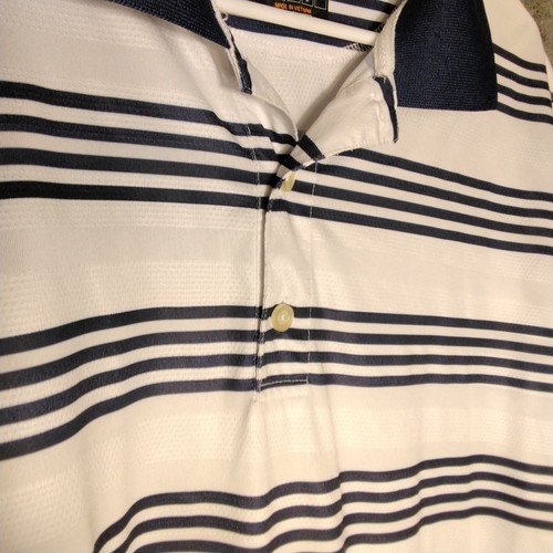Reebok Hidromove RBK Golf Mens polo shirt Size XL Blue white stripes S Sleeve - Picture 6 of 10