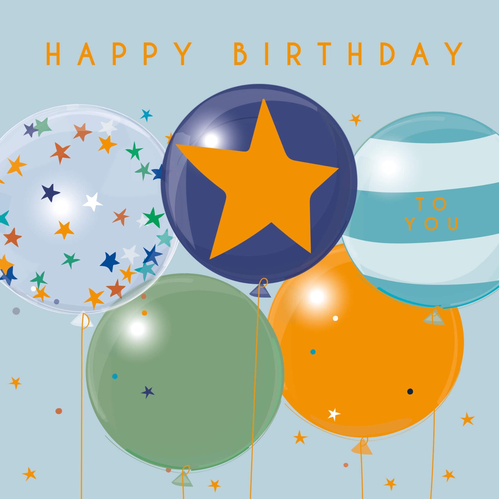 Fun Birthday Card Balloons Star – Embossed Gold Foiled Design Greeting Card