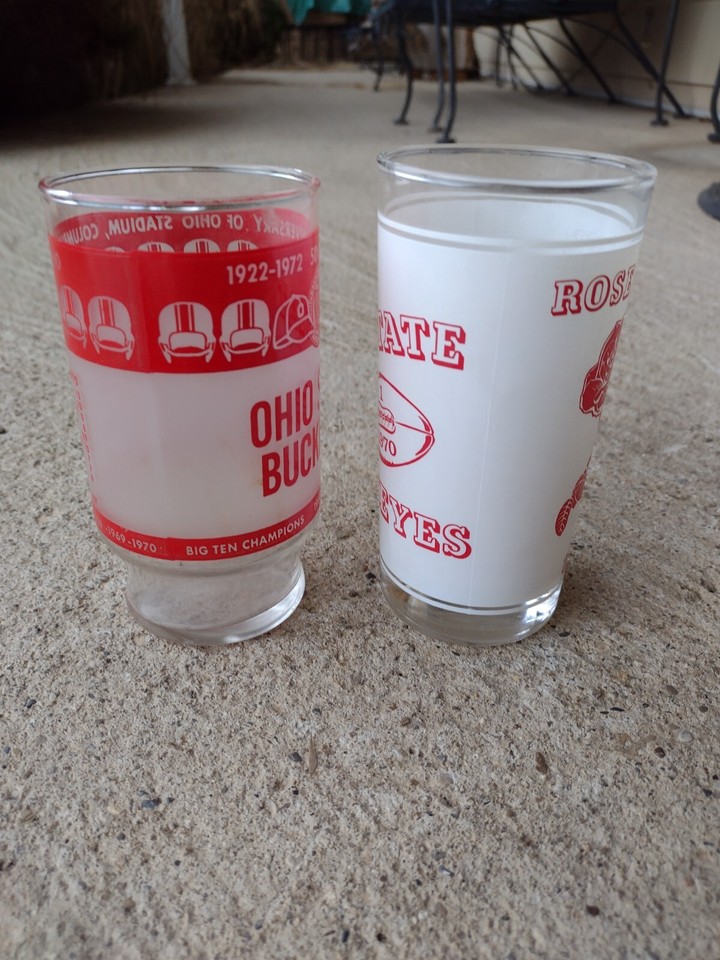 2 GLASSES OHIO STATE BUCKEYES FOOTBALL 71 ROSE BOWL 70 N CHAMPS 72