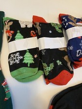 8 Pairs Of Ladies Christmas Socks Novelty Xmas Stocking Filler , SZ 6-10 NWOT